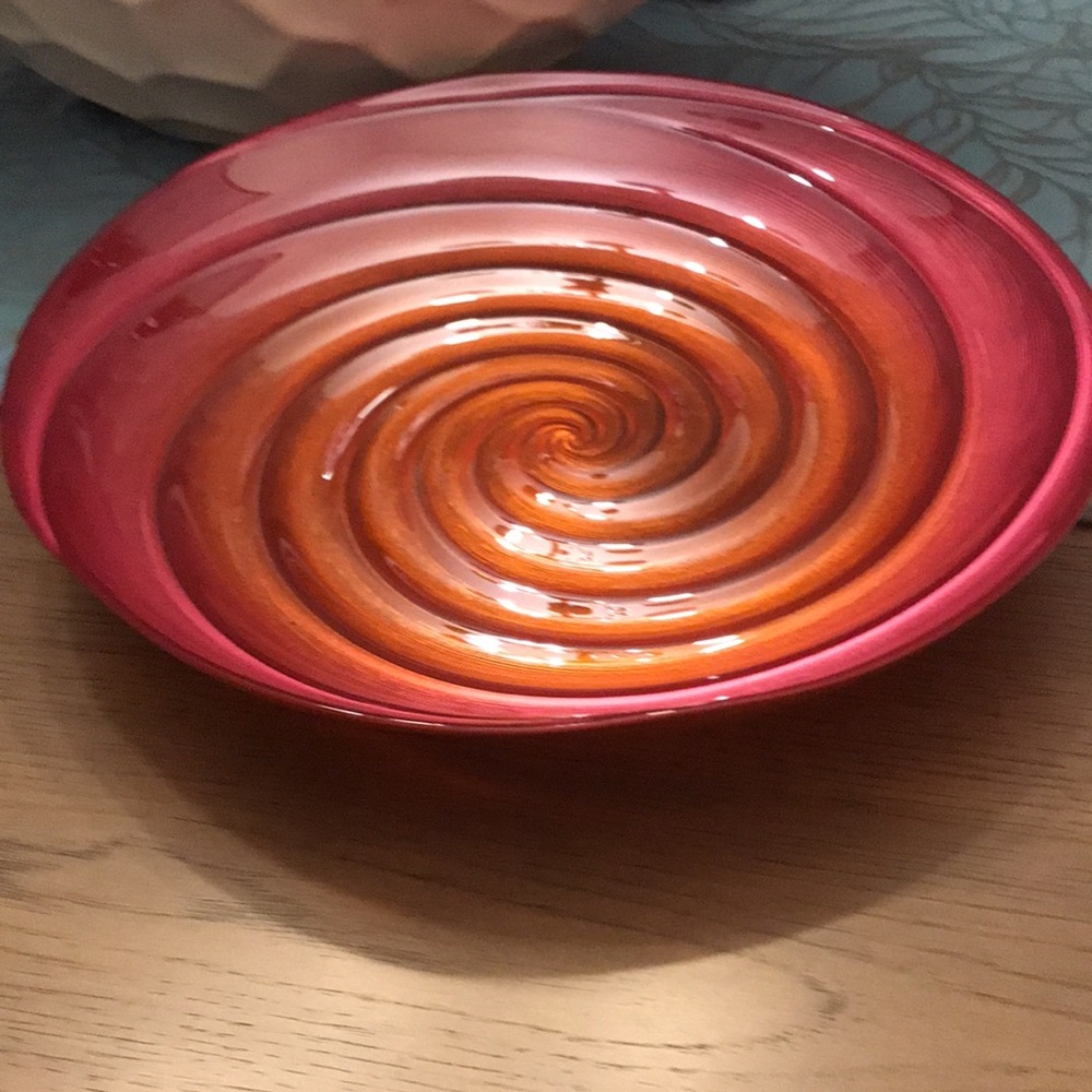 Gorgeous Unique Pink and Orange Swirl Fruit Bowl